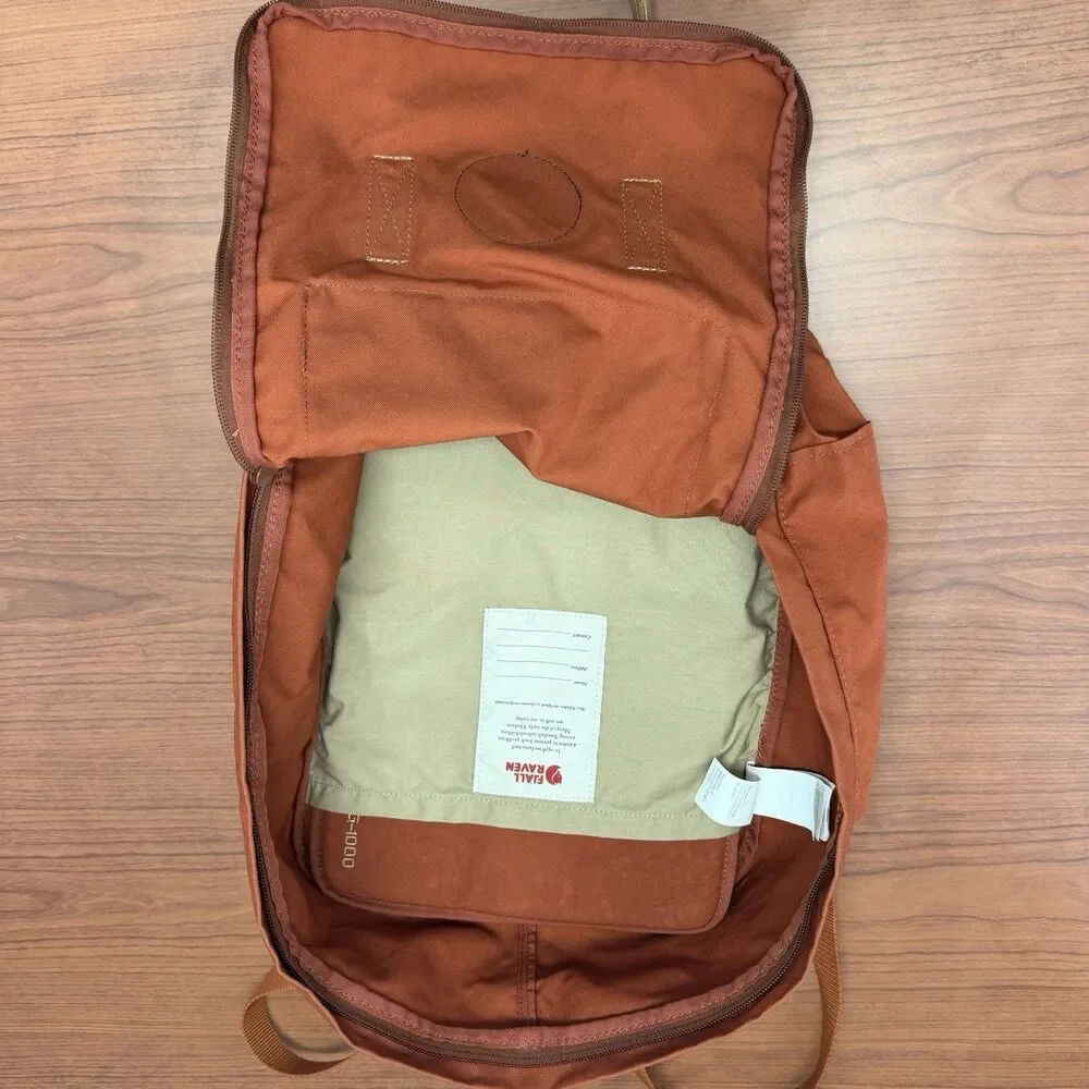 Fjallraven Kanken No. 2 G-1000 Burnt Orange Backpack Leather Handles Bag